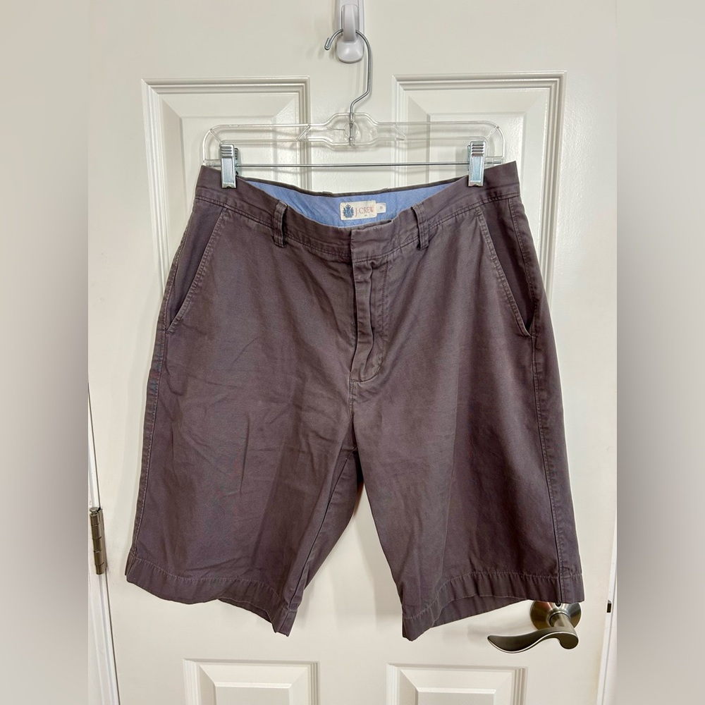 J. Crew Men's Gray Flat Front Chino Khaki Cotton Shorts 33